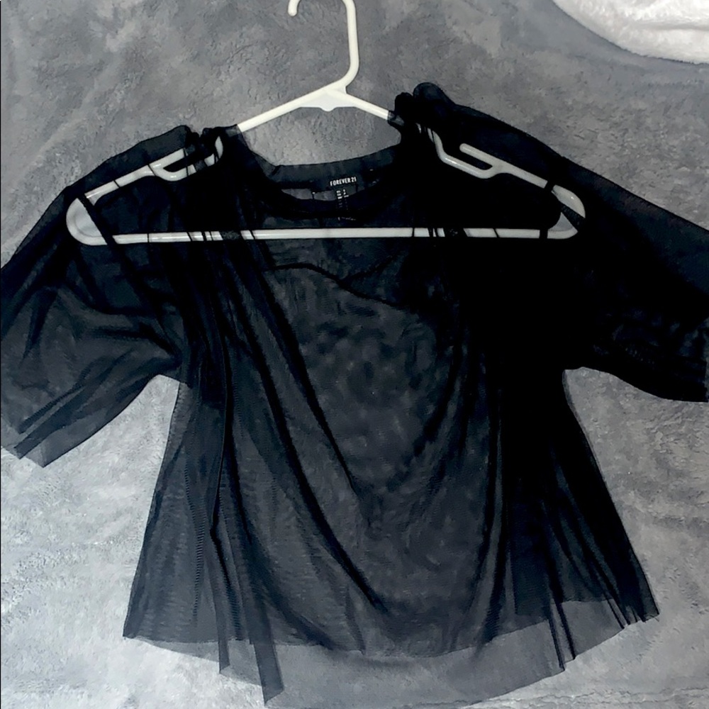 Black mesh top